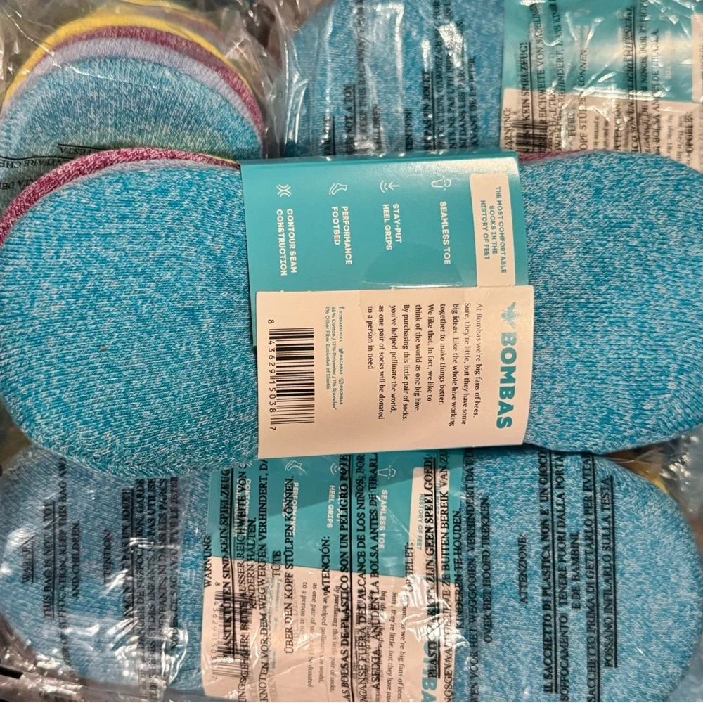 10 New 4 Ct Pack Bombas Women's Lightweight No Show Socks Bright Colors Med